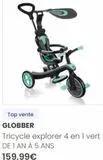S  Top vente  GLOBBER  Tricycle explorer 4 en 1 vert DE 1 AN À 5 ANS  159,99€  offre sur Oxybul