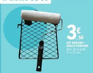 ,50  lot rouleau + grille peinture dim, de la grille: 31 x 22 cm. 