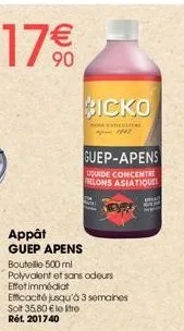 bicko  faceli  guep-apens uquide concentr lons asiatique  appât  guep apens  boutelle 500 ml  polyvalent et sans odeurs  effetimmédiat  efficacité jusqu'à 3 semaines soit 35,80 € le tro  rất 201740  b