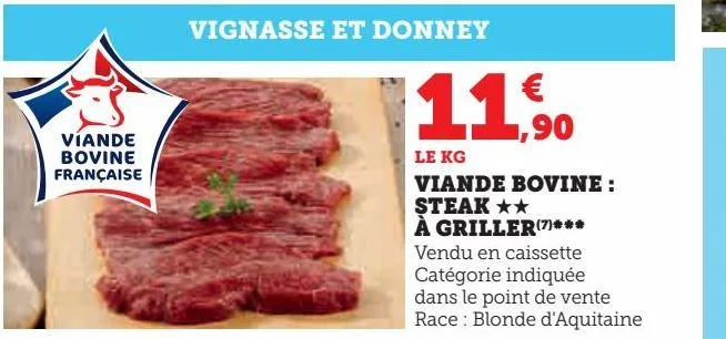 viande bovine :  steak ££  à griller