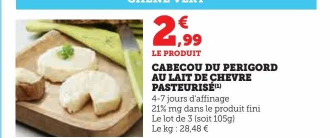 cabecou du perigord  au lait de chevre  pasteurisé