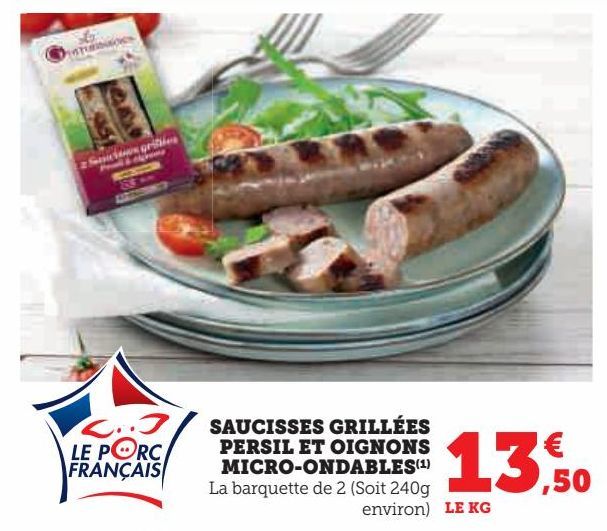 SAUCISSES GRILLÉES PERSIL ET OIGNONS MICRO-ONDABLES