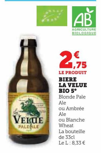 BIERE LA VELUE BIO 5°