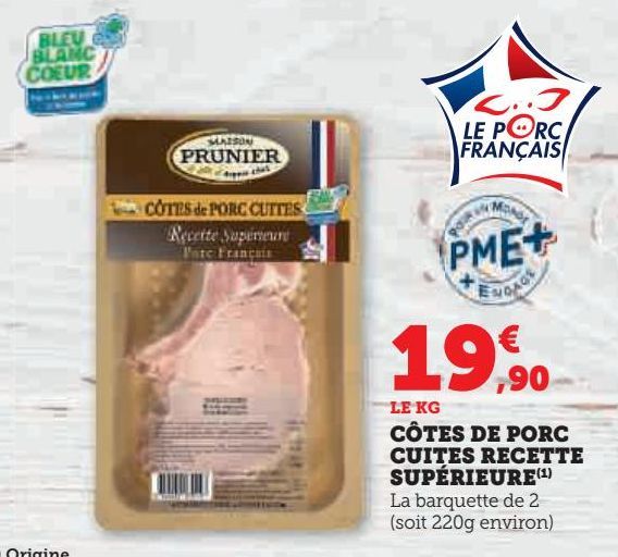 CÔTES DE PORC CUITES RECETTE SUPÉRIEURE