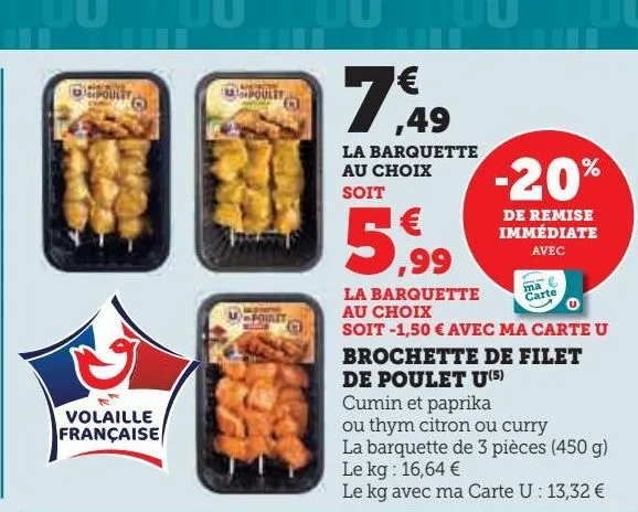 brochette de filet  de poulet u