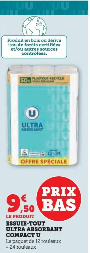 essuie-tout  ultra absorbant  compact u