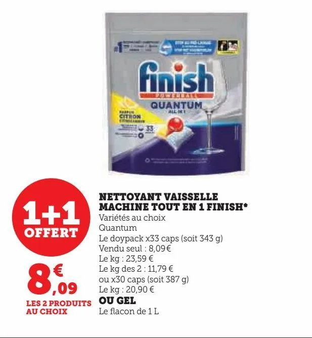 nettoyant vaisselle  machine tout en 1 finish