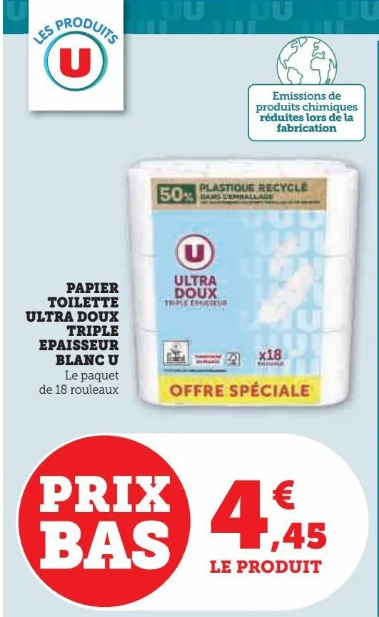 papier  toilette  ultra doux  triple  epaisseur  blanc u