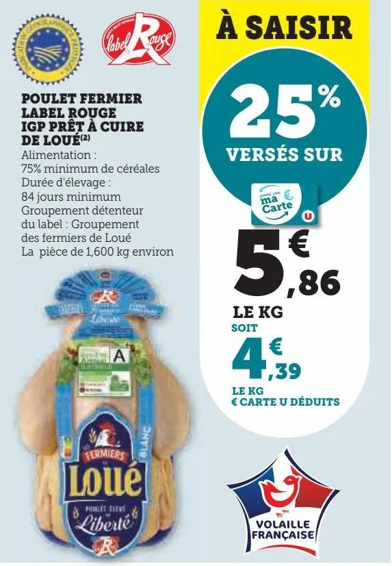 poulet fermier  label rouge  igp prêt à cuire  de loué