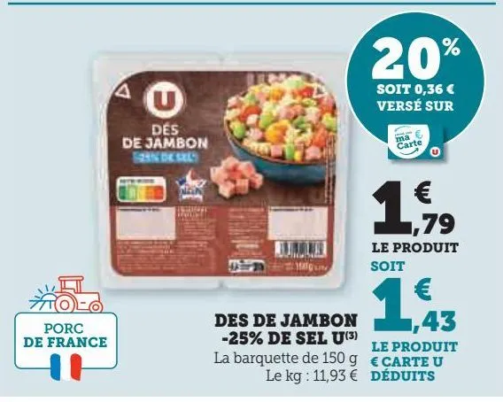 des de jambon  -25% de sel u