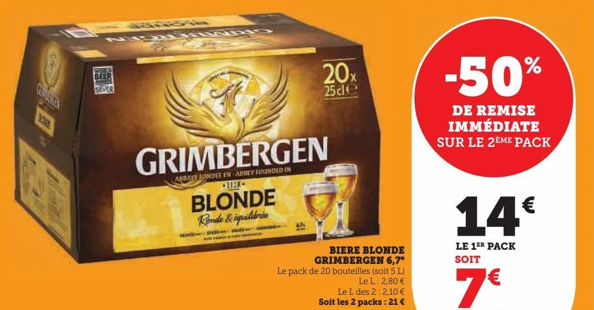 biere blonde grimbergen 6,7°