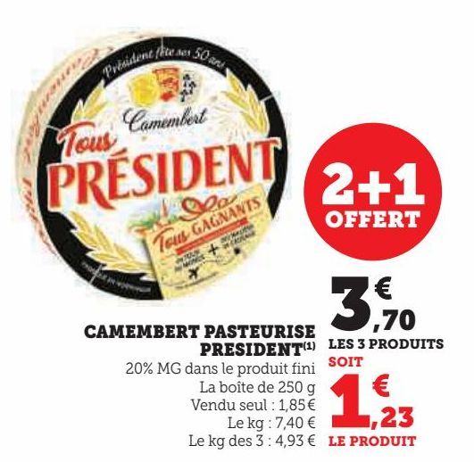 CAMEMBERT PASTEURISE PRESIDENT