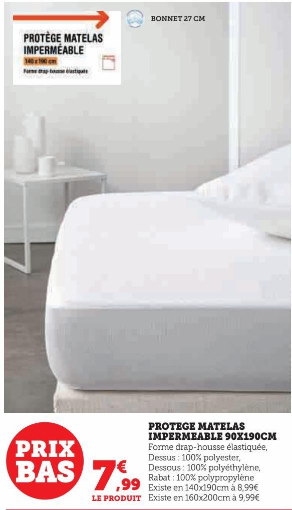 PROTEGE MATELAS IMPERMEABLE 90X190CM