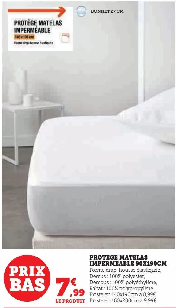 protege matelas impermeable 90x190cm