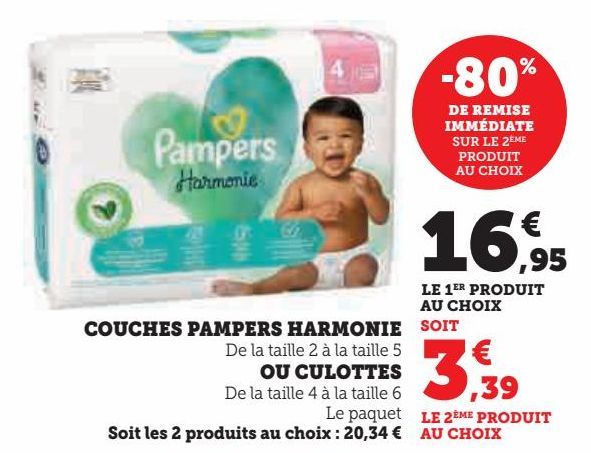 COUCHES PAMPERS HARMONIE OU CULOTTES