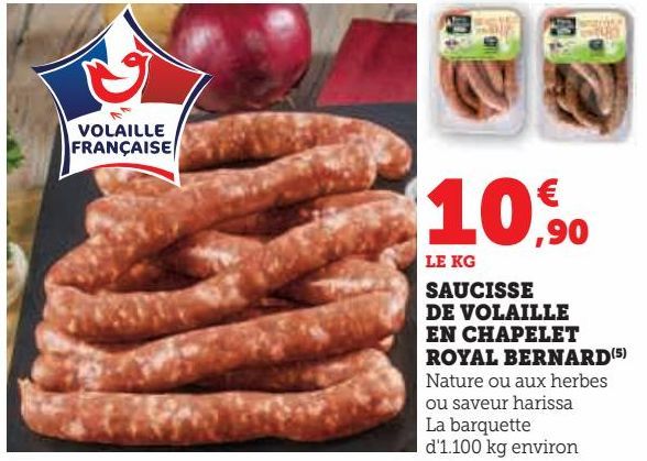 SAUCISSE DE VOLAILLE EN CHAPELET ROYAL BERNARD