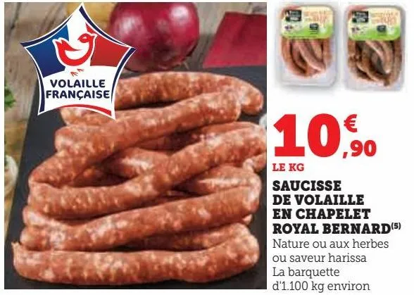 saucisse de volaille en chapelet royal bernard