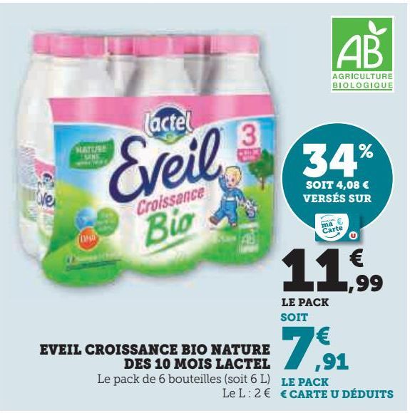 EVEIL CROISSANCE BIO NATURE DES 10 MOIS LACTEL