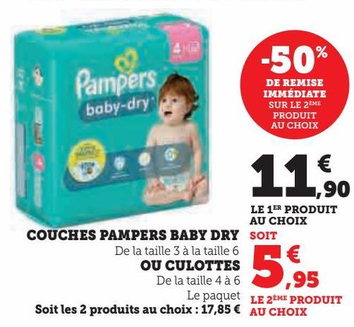 COUCHES PAMPERS BABY DRY OU CULOTTES