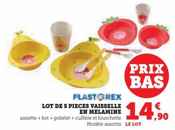 LOT DE 5 PIECES VAISSELLE EN MELAMINE