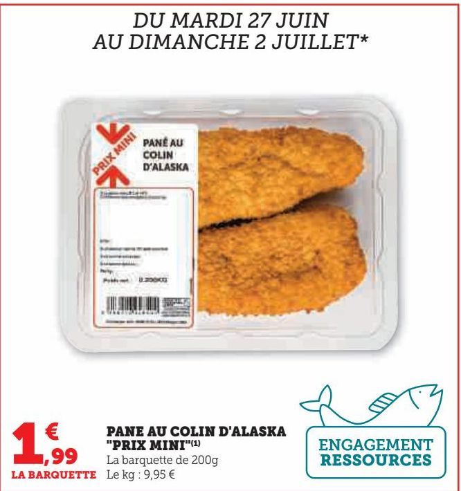 PANE AU COLIN D'ALASKA "PRIX MINI"