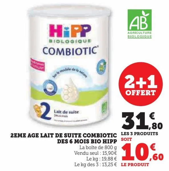 2eme age lait de suite combiotic des 6 mois bio hipp