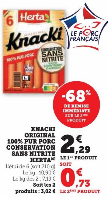 KNACKI ORIGINAL 100% PUR PORC CONSERVATION SANS NITRITE HERTA