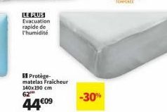 LE PLUS Evacuation rapide de l'humidité  Protège-matelas Fraicheur 140x190 cm  62  44€09  -30% 