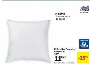 le plus toucher peau de pêche  el oreiller essentiel 60x60 cm 14™  11€26  do 006  parque  france  -25% 