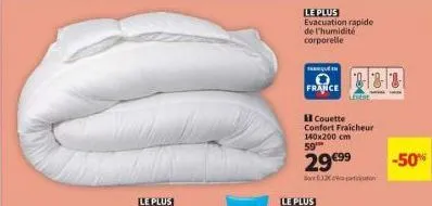 le plus evacuation rapide de l'humidité corporelle  france  qu  couette  confort fraicheur 140x200 cm  59  29 €99  12 ton  -50% 