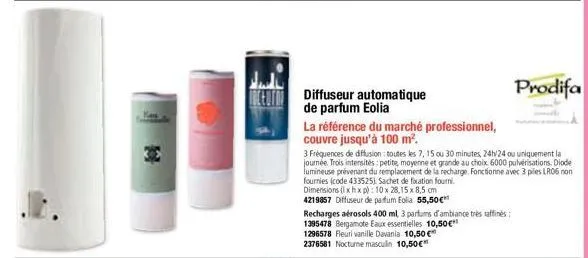 liceoto diffuseur automatique de parfum eolia  la référence du marché professionnel, couvre jusqu'à 100 m².  fournies (code 433525) sachet de fixation fourni dimensions (lxhxp): 10 x 28,15 x 8,5 cm  4