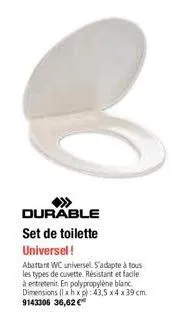 durable set de toilette universel!  abattant wc universel. s'adapte à tous les types de cuvette. résistant et facile à entretenir. en polypropylène blanc dimensions (lxhxp): 43,5 x4 x 39 cm 9143306 36
