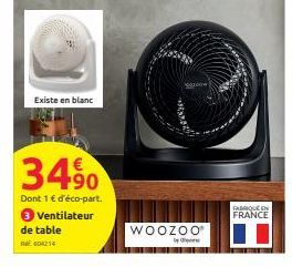 Existe en blanc  €  34,90  Dont 1+  1 € d'éco-part.  Ventilateur  de table  004214  WOOZOO  by  FABRIQUE EN FRANCE 