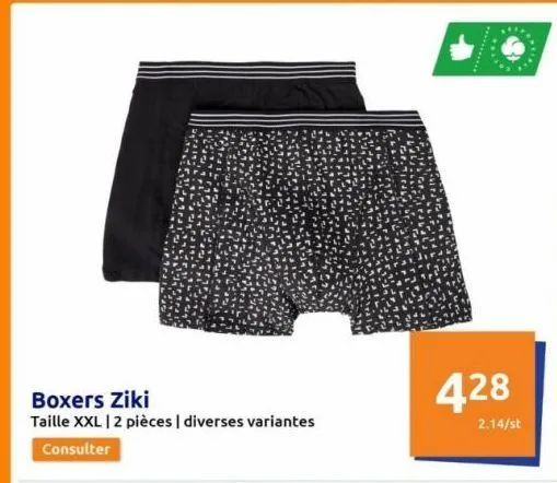 boxers ziki  taille xxl | 2 pièces | diverses variantes  consulter  428  2.14/st  