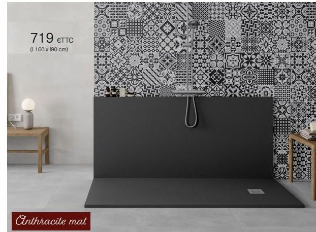 719 €TTC  (L160 x 190 cm)  Anthracite mat  80 