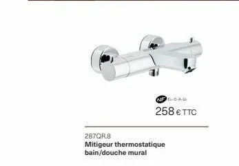 nfcau  258 € ttc  287qr.8 mitigeur thermostatique bain/douche mural 