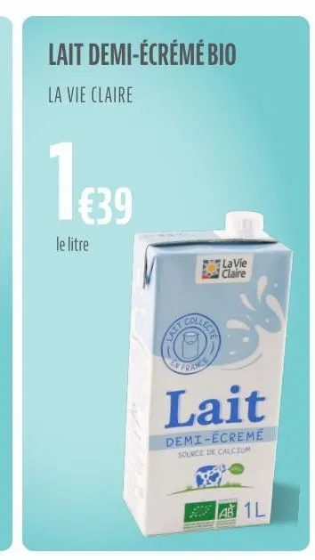 lait demi-écrémé la vie claire