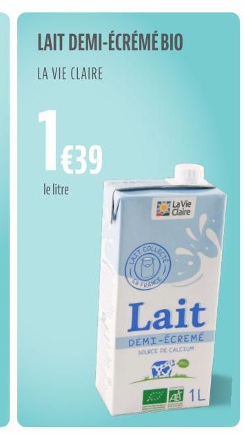 lait demi-écrémé La vie claire