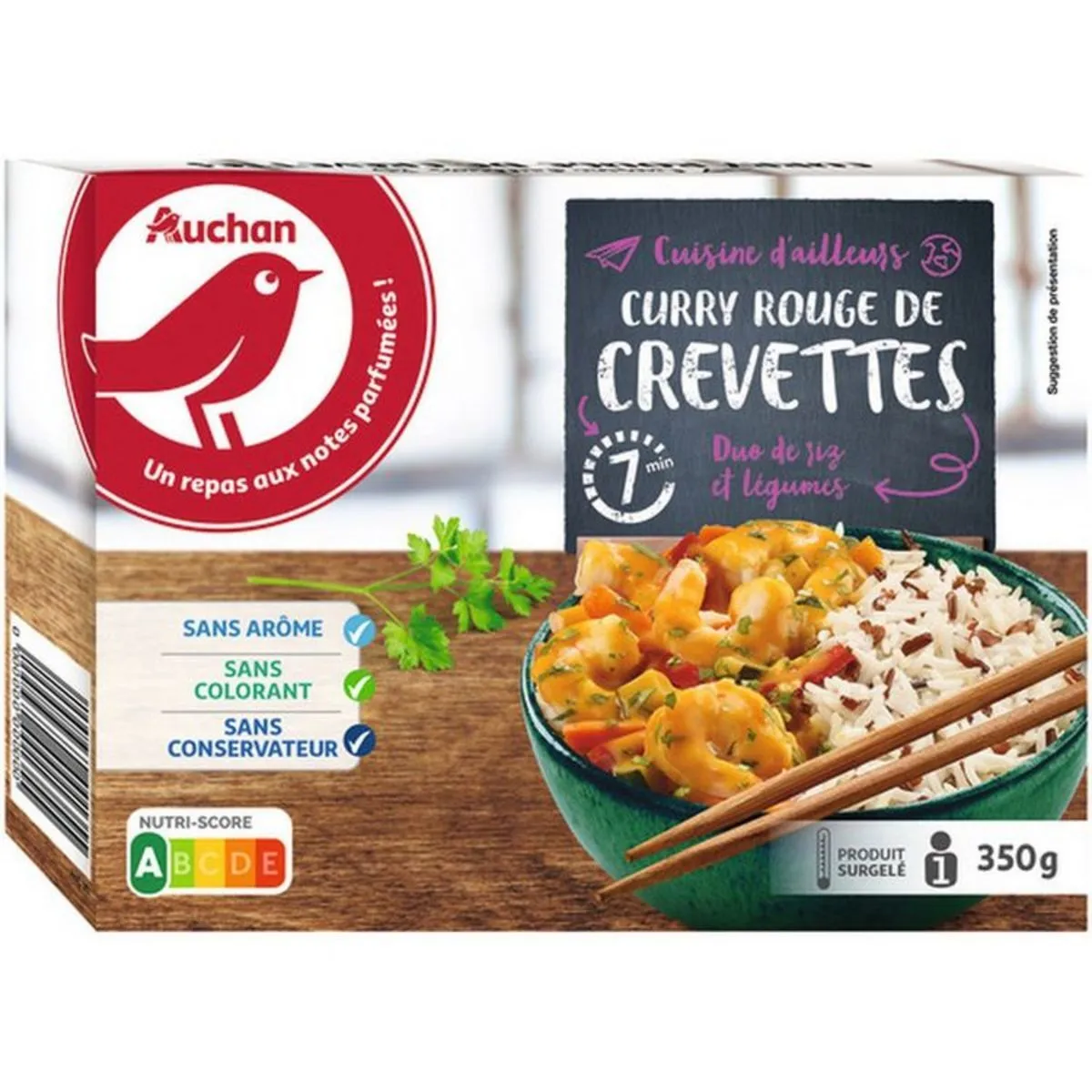 curry rouge de crevettes surgelé auchan