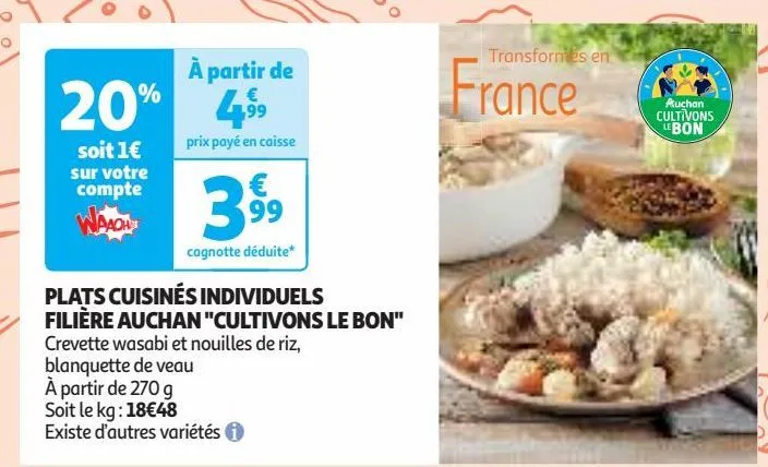 plats cuisinés individuels filière auchan "cultivons le bon"