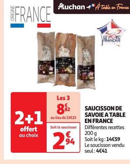 SAUCISSON DE SAVOIE A TABLE EN FRANCE