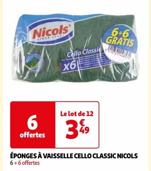 éponges à vaisselle cello classic nicols