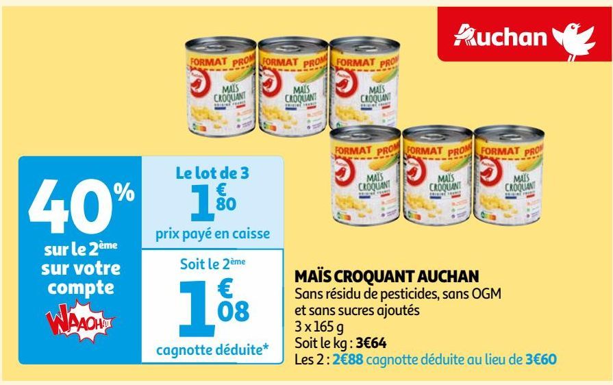 MAÏS CROQUANT AUCHAN