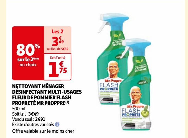 NETTOYANT MÉNAGER DÉSINFECTANT MULTI-USAGES FLEUR DE POMMIER FLASH PROPRETÉ MR PROPPRE(1)