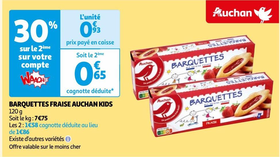 BARQUETTES FRAISE AUCHAN KIDS