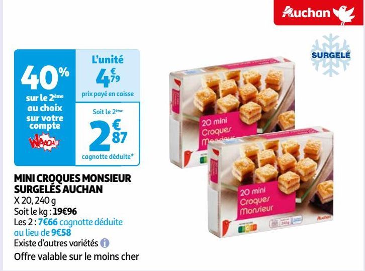 MINI CROQUES MONSIEUR SURGELÉS AUCHAN