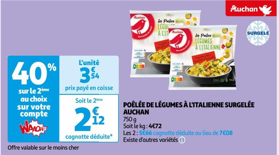 POÊLÉE DE LÉGUMES À L'ITALIENNE SURGELÉE AUCHAN