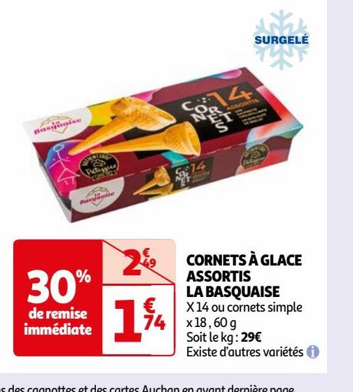 CORNETS À GLACE ASSORTIS LA BASQUAISE