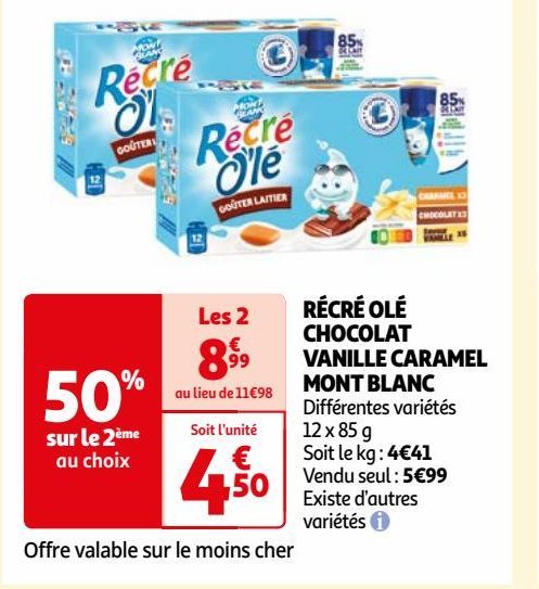 RÉCRÉ OLÉ CHOCOLAT VANILLE CARAMEL MONT BLANC