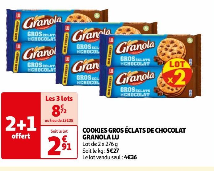  COOKIES GROS ÉCLATS DE CHOCOLAT GRANOLA LU